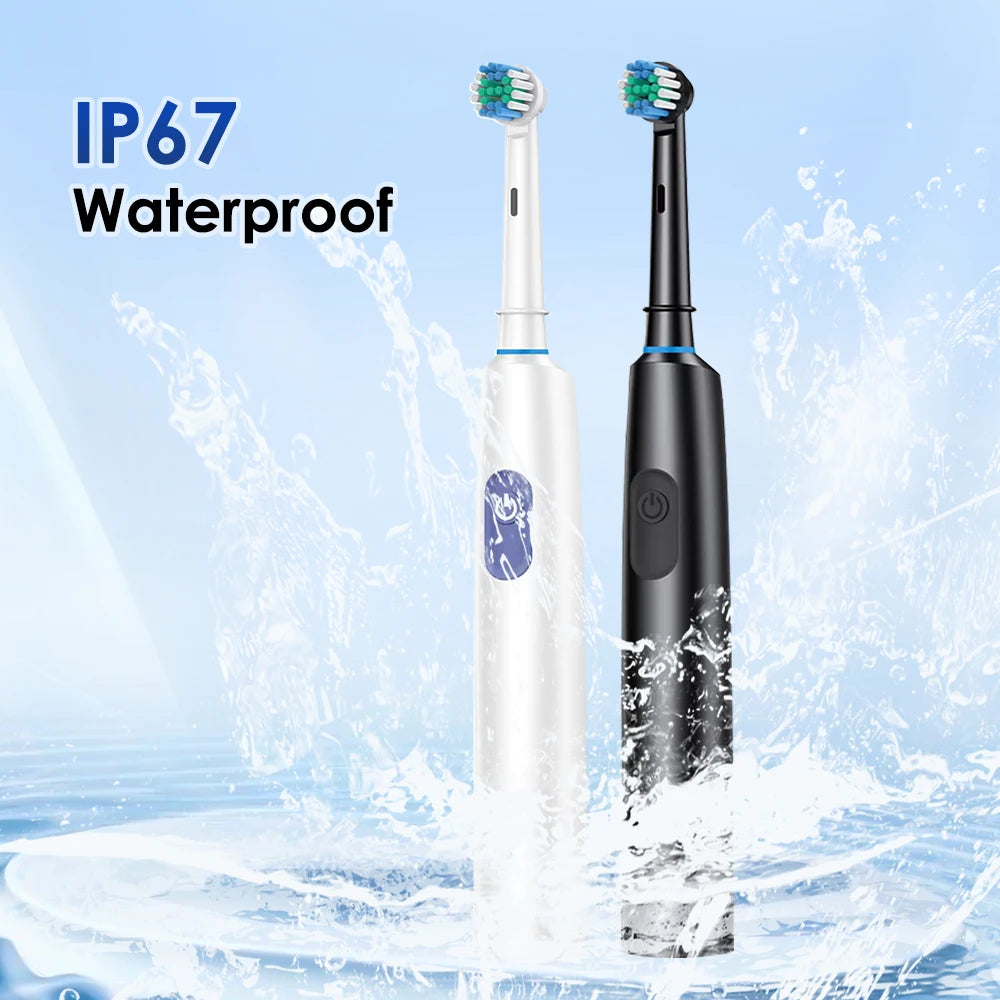 Smart Rechargeable Rotary Toothbrush w/4 Heads, 5 Modes