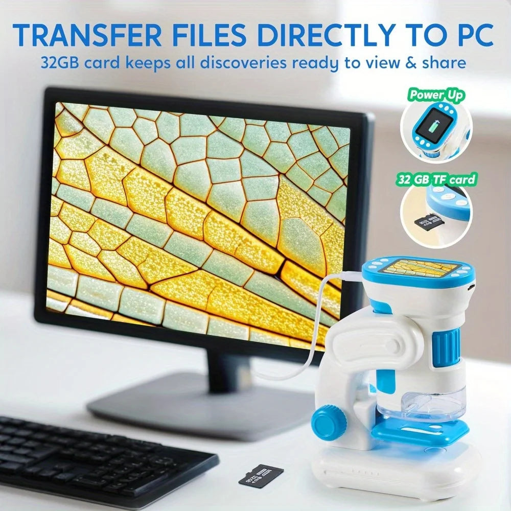 2-in-1 Handheld/Table Microscope w/2.0'' LED Screen, Portable