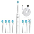 Smart Rechargeable Waterproof Toothbrush  w/8 Brush Heads