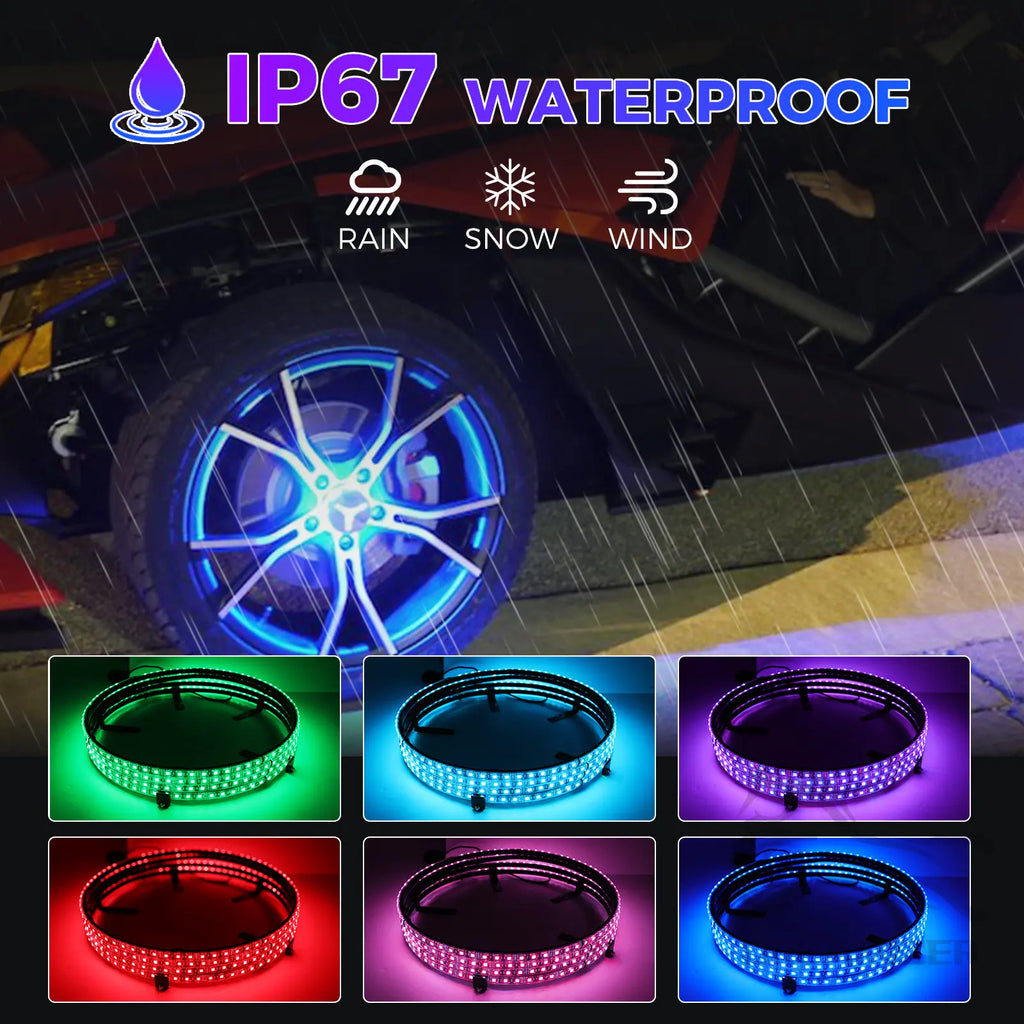 4 Waterproof RBG LED Wheel Lights w/App Control