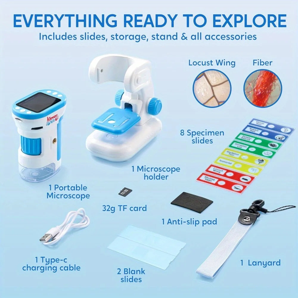 2-in-1 Handheld/Table Microscope w/2.0'' LED Screen, Portable