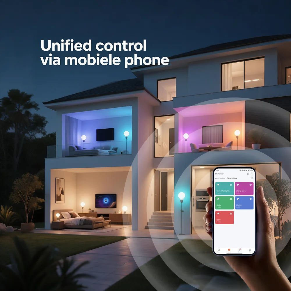 RGBCW Bulbs, Dimmable LED Lights, Music Sync/ App Control