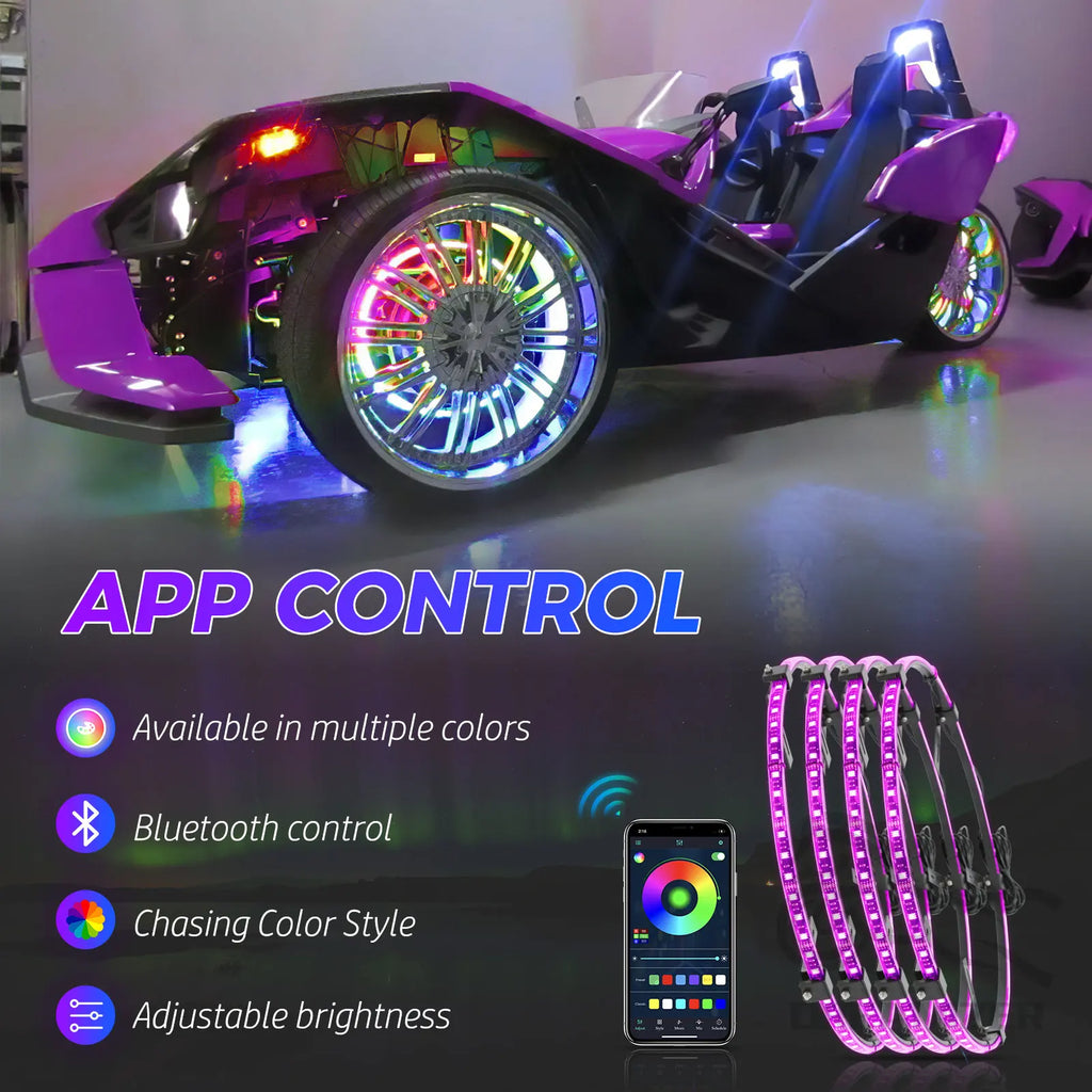 4 Waterproof RBG LED Wheel Lights w/App Control