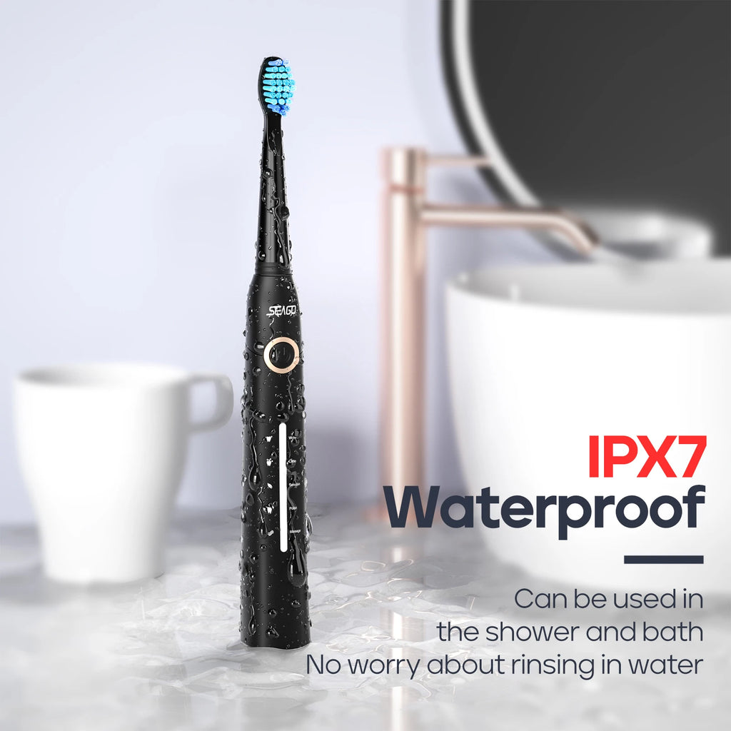 Smart Rechargeable Waterproof Toothbrush  w/8 Brush Heads