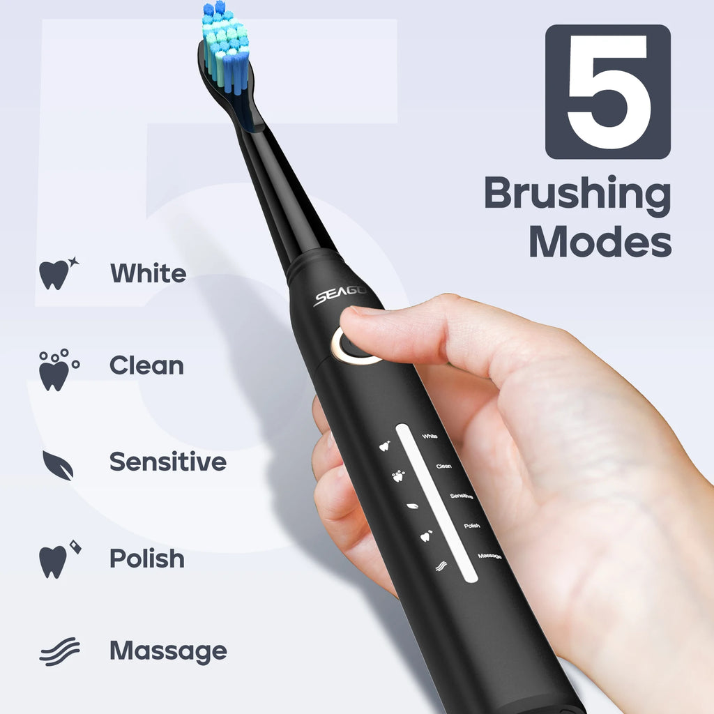 Smart Rechargeable Waterproof Toothbrush  w/8 Brush Heads