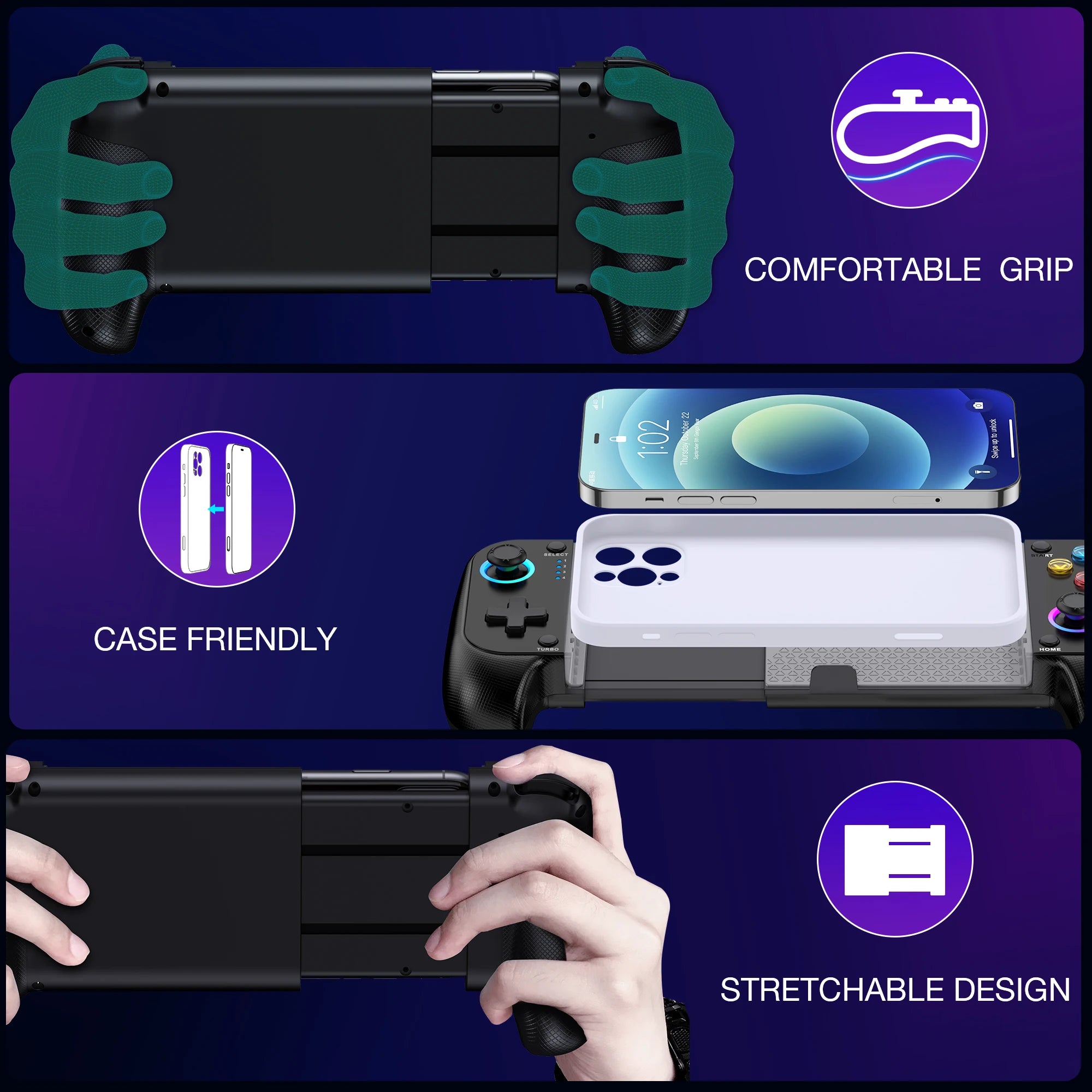 Bluetooth RGB Joystick Stretchable Gamepad