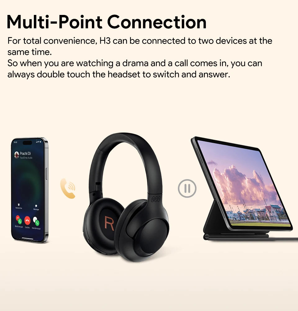 Wireless Headphones Hi-Res Audio 43dB Noise Cancellation
